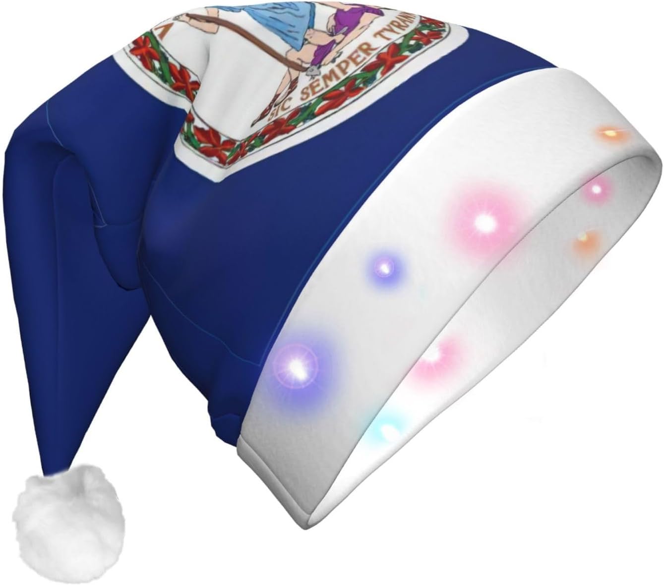 Virginia State Flag Christmas Hat With LED Lights