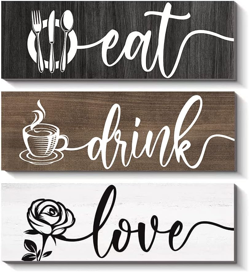 Creoate Kitchen Wall Decor Signs 3 Piece Set