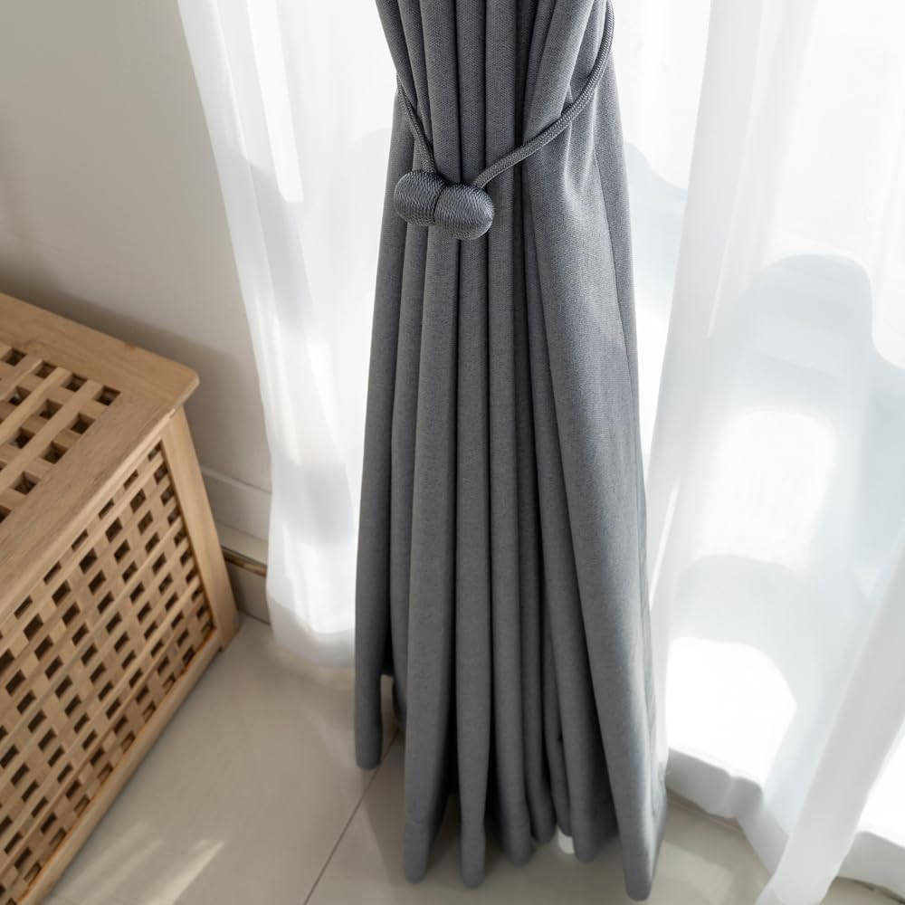 Winsharp Magnetic Curtain Tiebacks 4 Pcs Gray