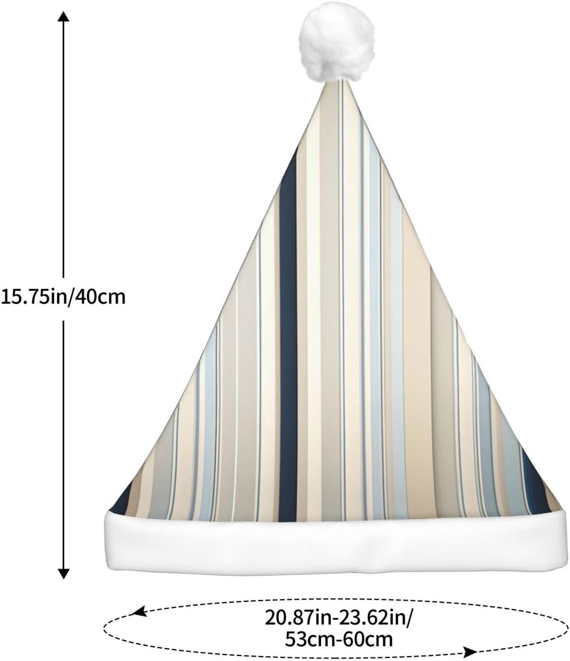 Blue Beige Stripe Christmas Hat with LED Lights