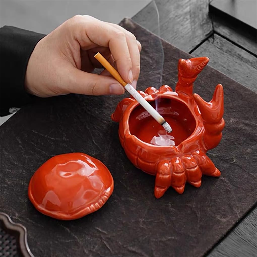 WAIT FLY Crab Ceramic Ashtray with Lid