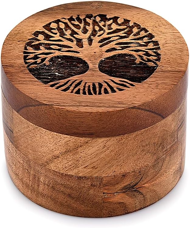 Samhita Handmade Acacia Wood Urn for Human Ashes