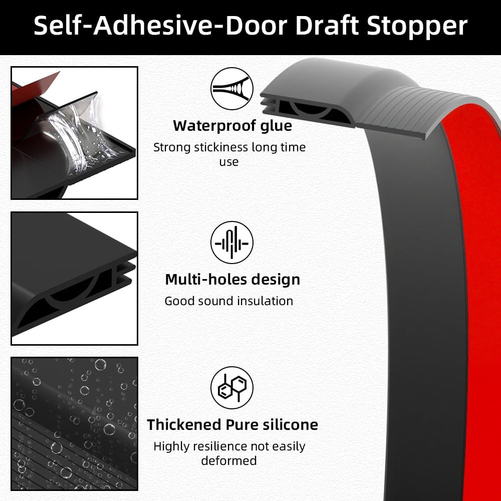 Ormein Door Draft Stopper 78inch Black