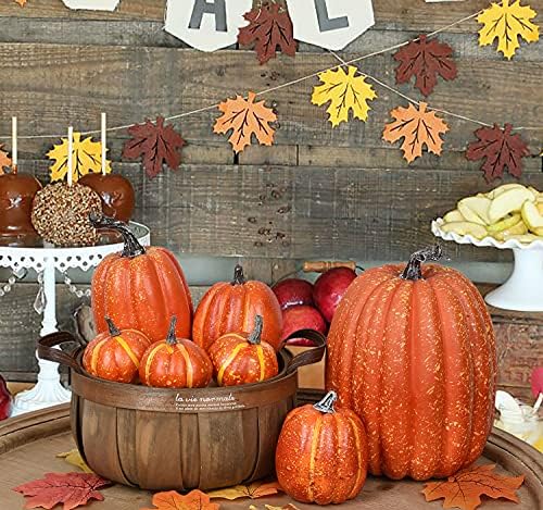 Lvydec Artificial Pumpkins Set 7pcs Harvest Decoration