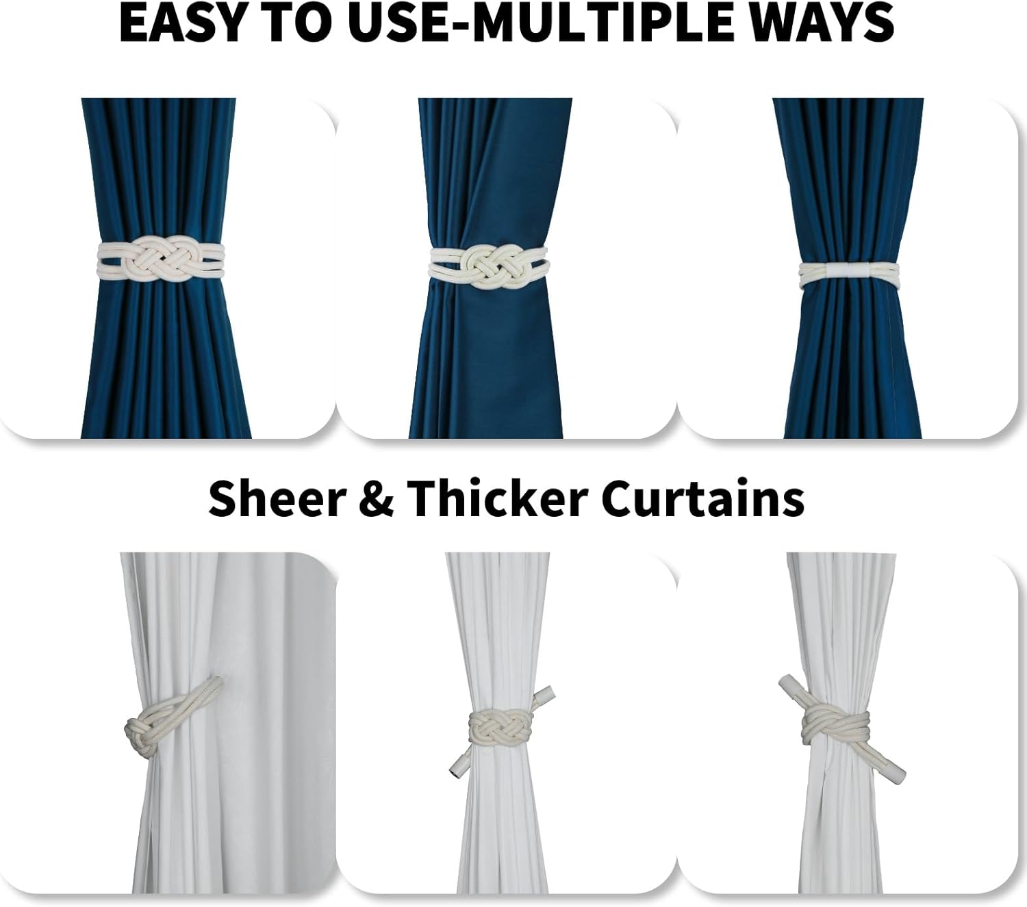 2 Pack Magnetic Curtain Tiebacks for Home and Office