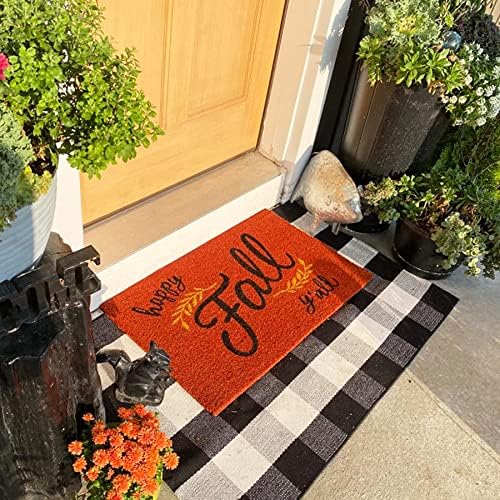 Seeksee Cotton Buffalo Plaid Rug 275x43 Black White Checked