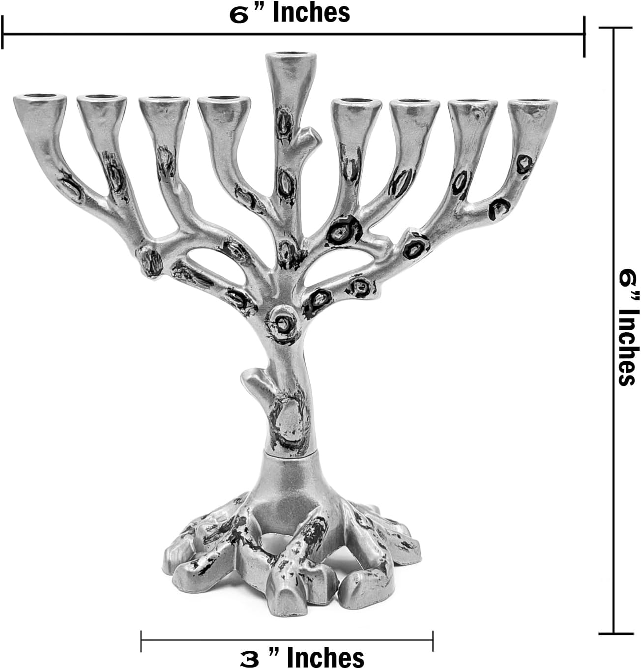 The Dreidel Company Hanukkah Menorah Tree of Life Mini Pewter Finish