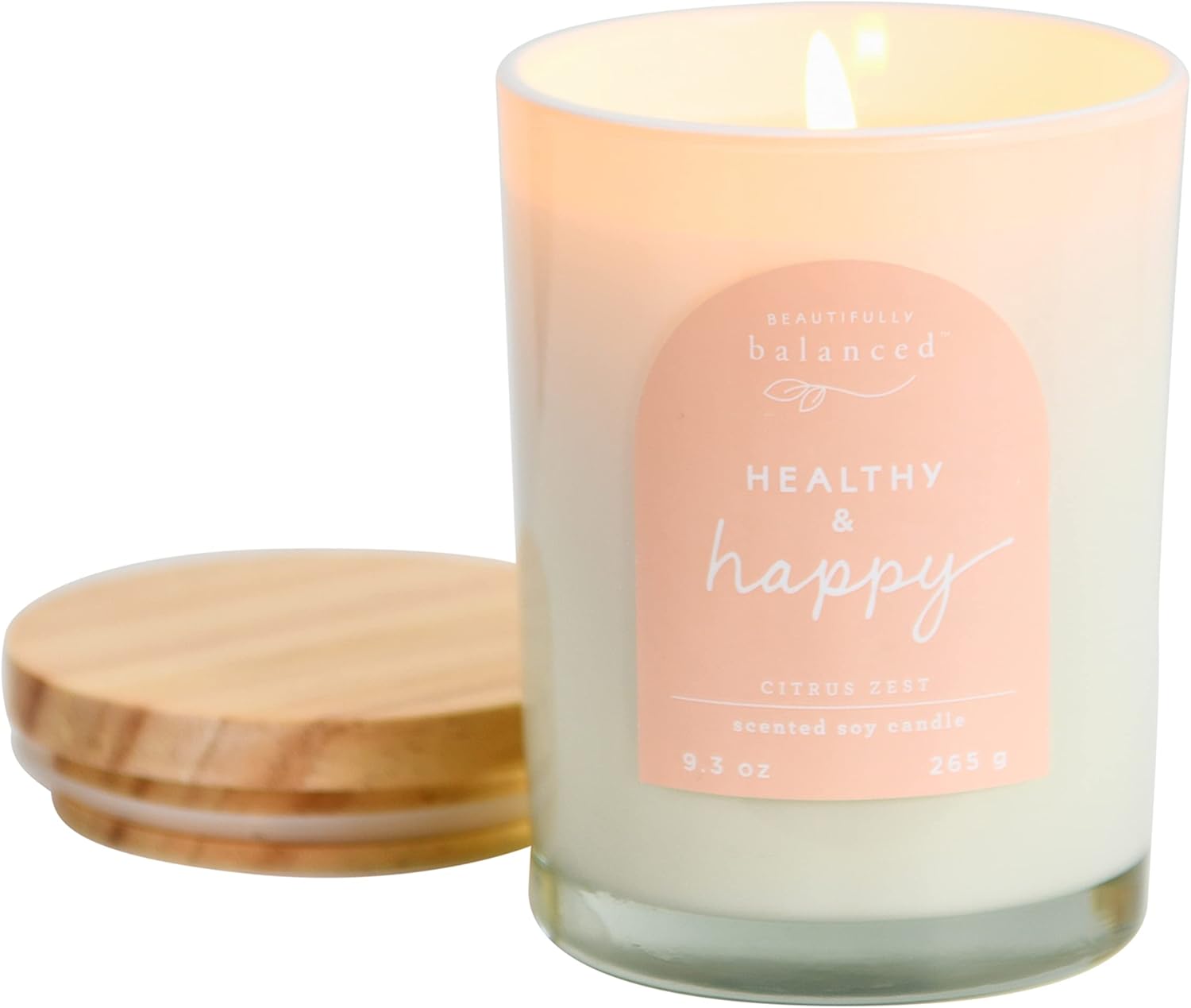 Scented Lidded Glass Soy Candle - Healthy Happy 93 oz