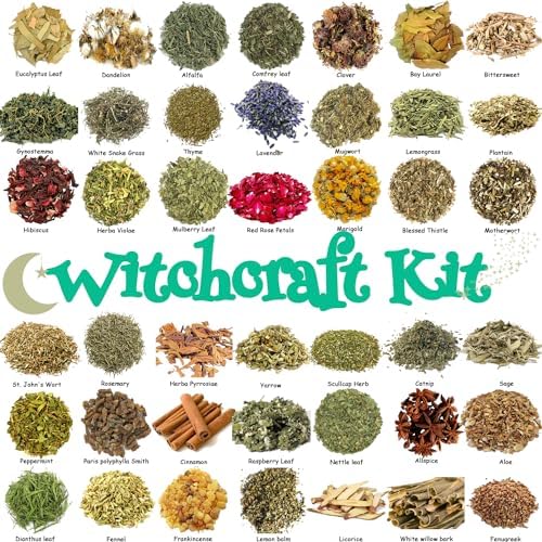 42Pcs Dried Herbs Witchcraft Supplies Kit