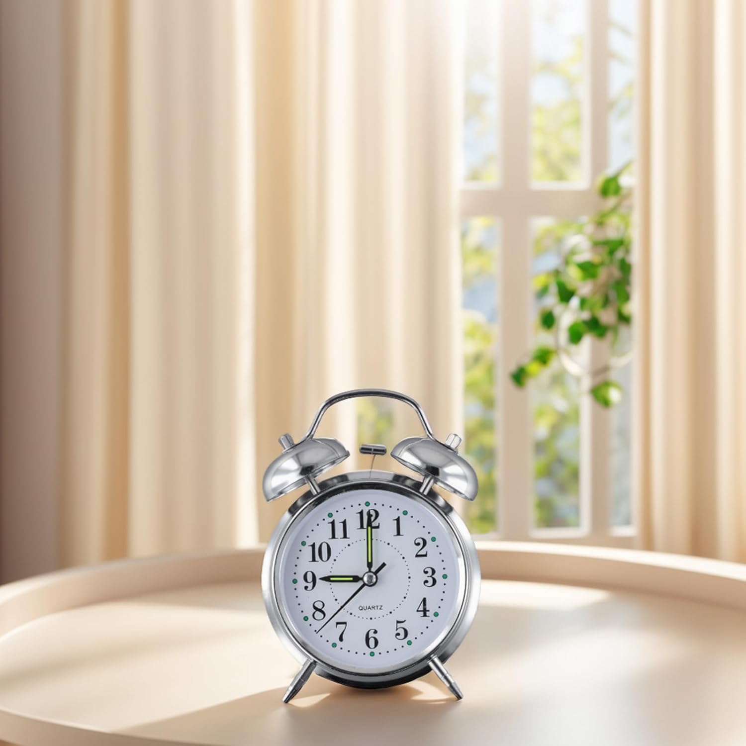 Metal Twin Bell Alarm Clock with Luminous Hands