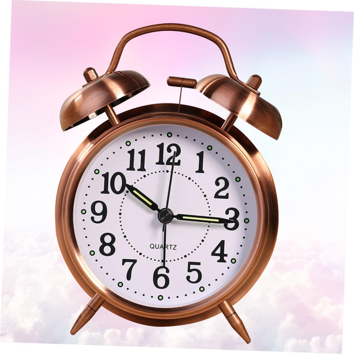 Classic Metal Alarm Clock with Double Bells and Silent Nightlight