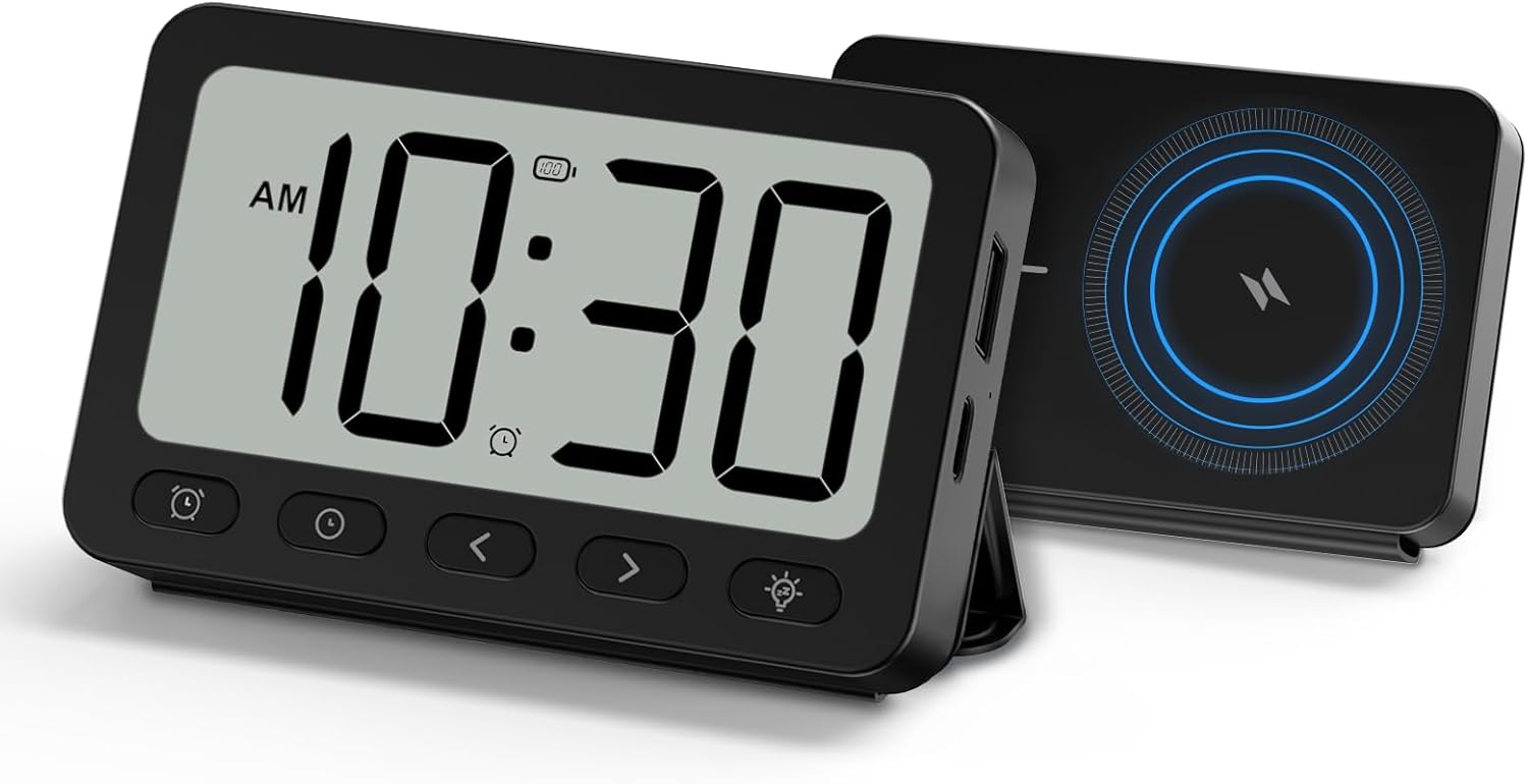 ANJANK Digital Travel Alarm Clock with MagSafe Charging