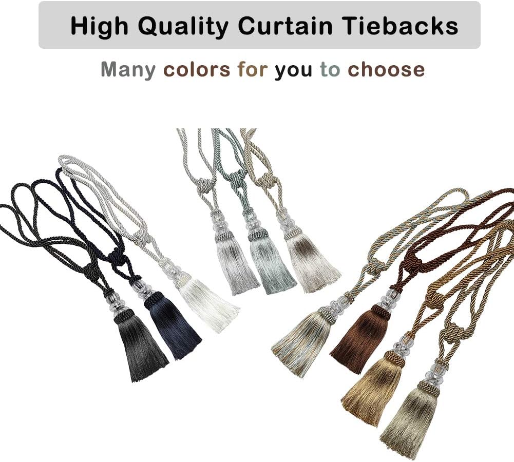 BEL AVENIR 4 Pack Crystal Curtain Tiebacks with Tassels