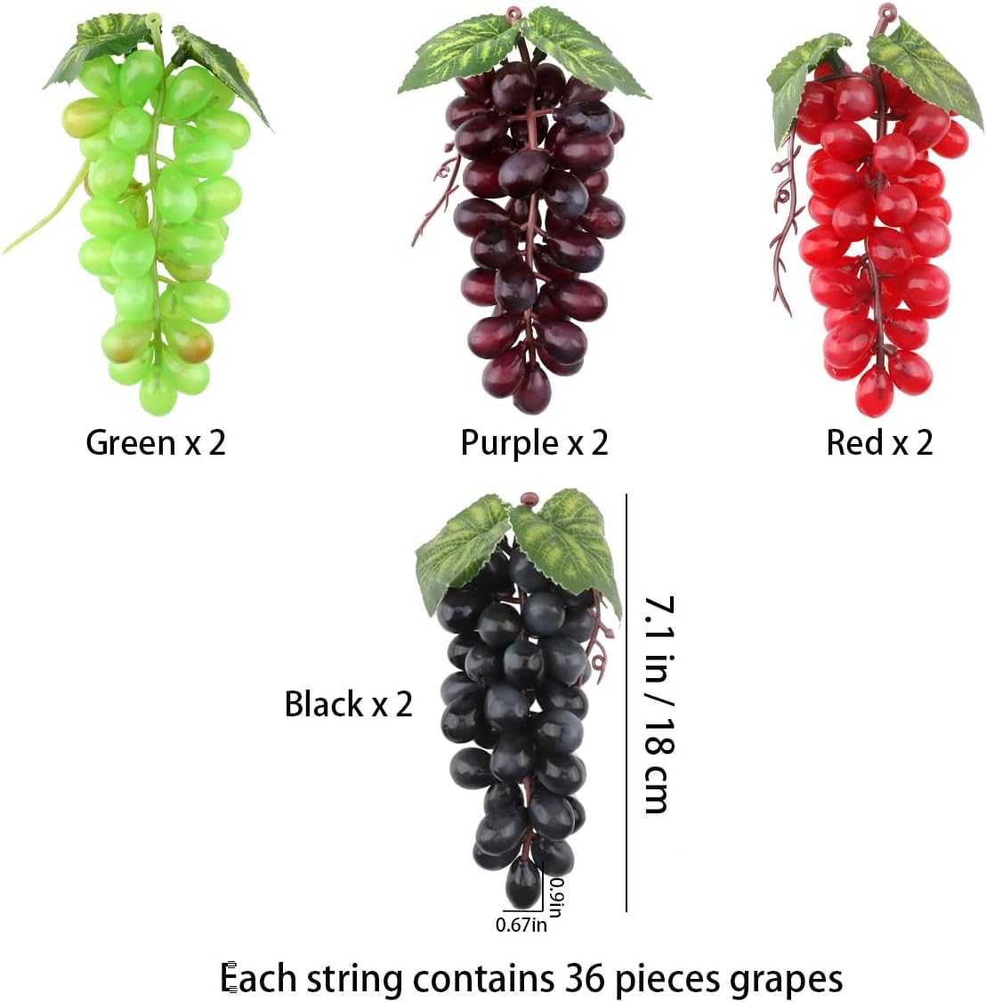 Ginojex 8 Bunches Artificial Grapes with Vines for Decor