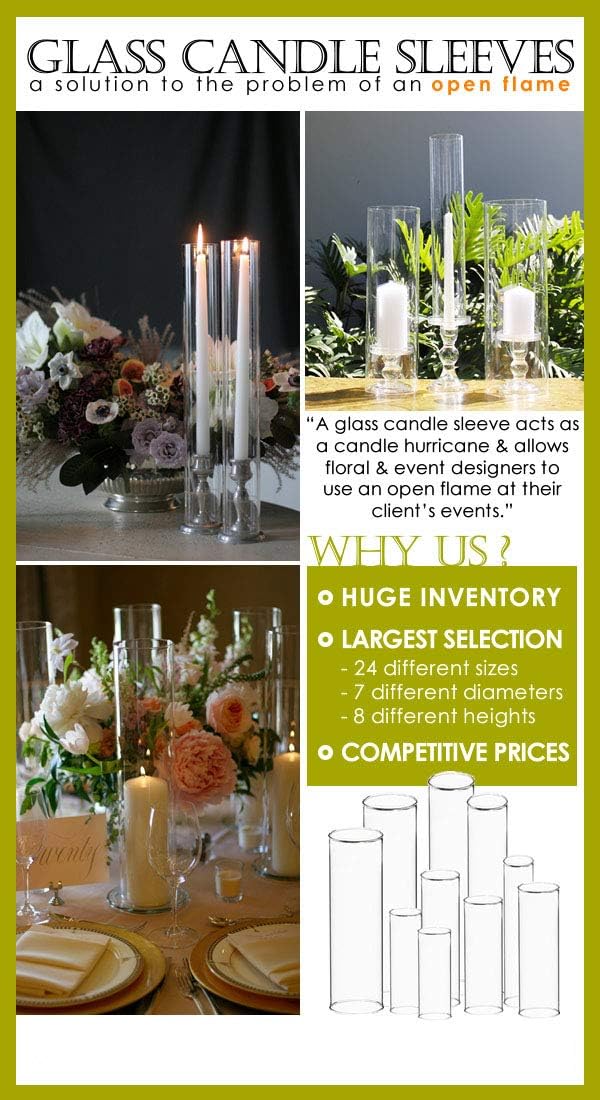 CYS EXCEL 2PCS Open Ended Clear Hurricane Candle Holder