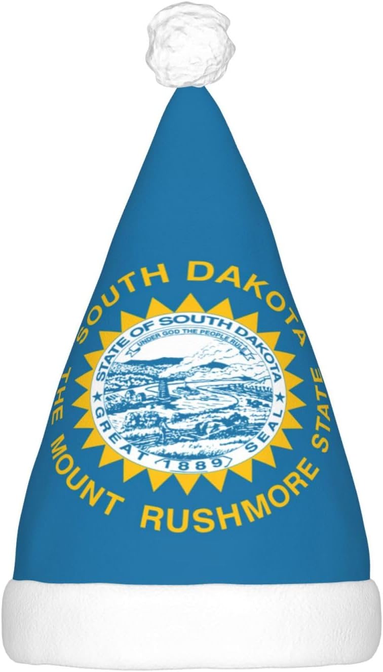 South Dakota Flag Christmas Hat with LED Lights
