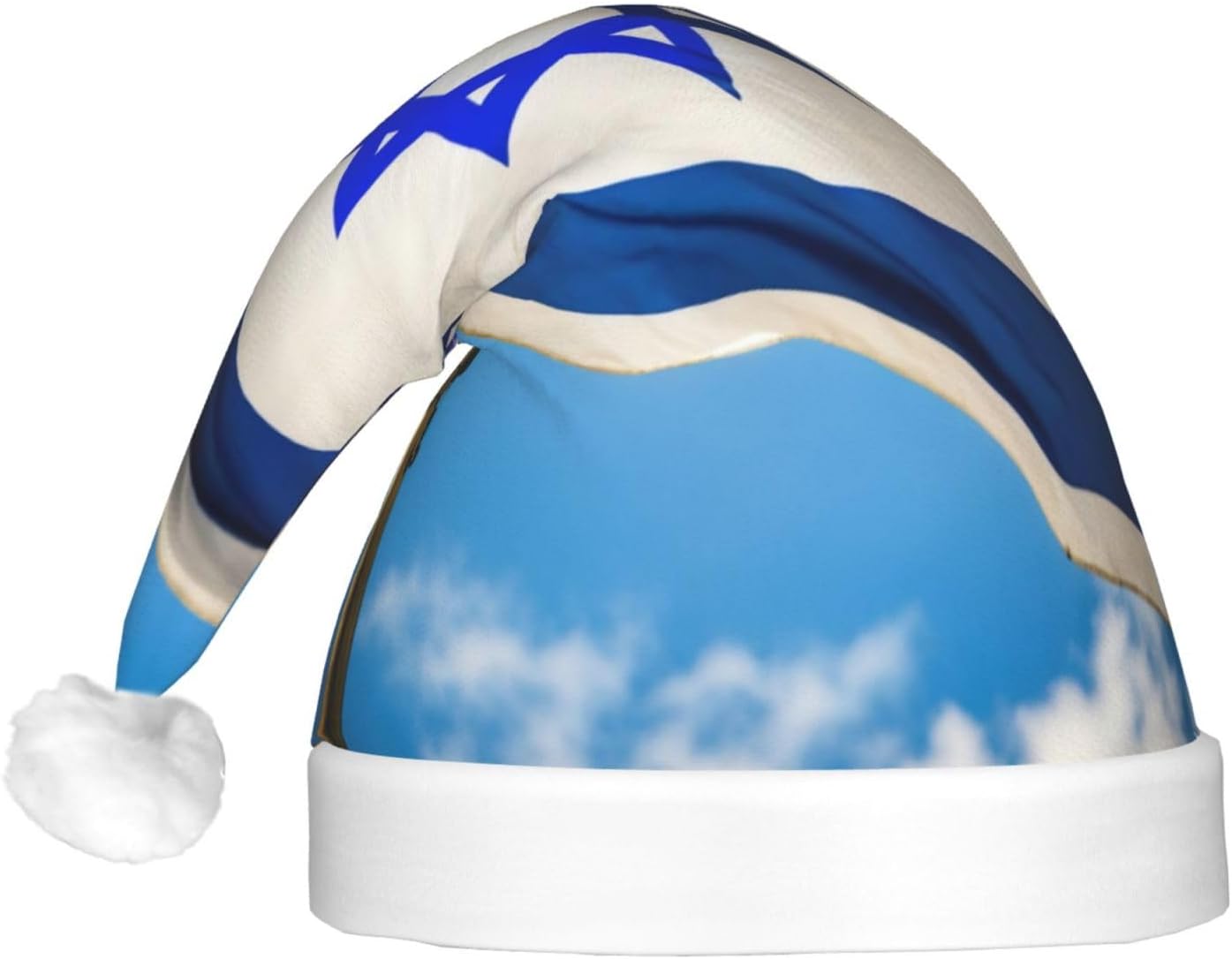 Israeli Flag Print Christmas Hat with LED Lights