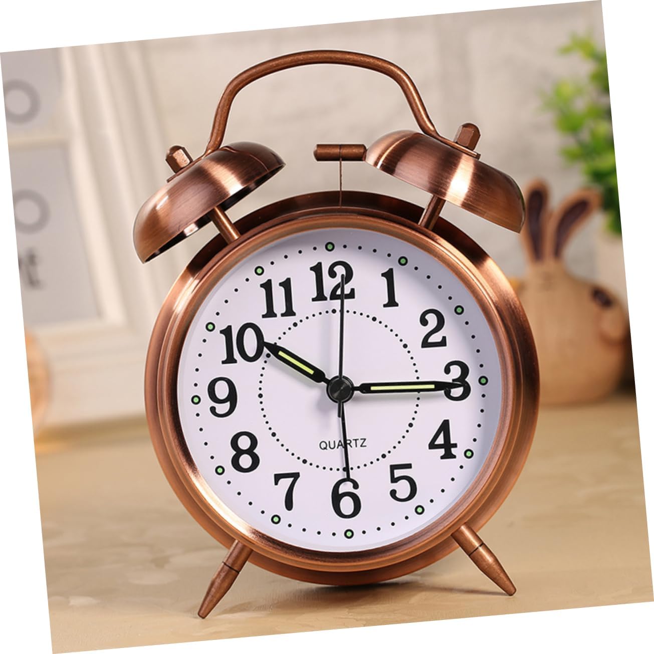 Classic Metal Alarm Clock with Double Bells and Silent Nightlight