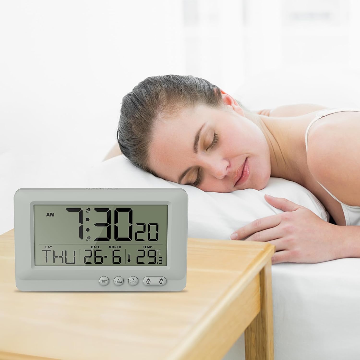 KeeKit Digital Alarm Clock with Dual Alarms and Temperature Display