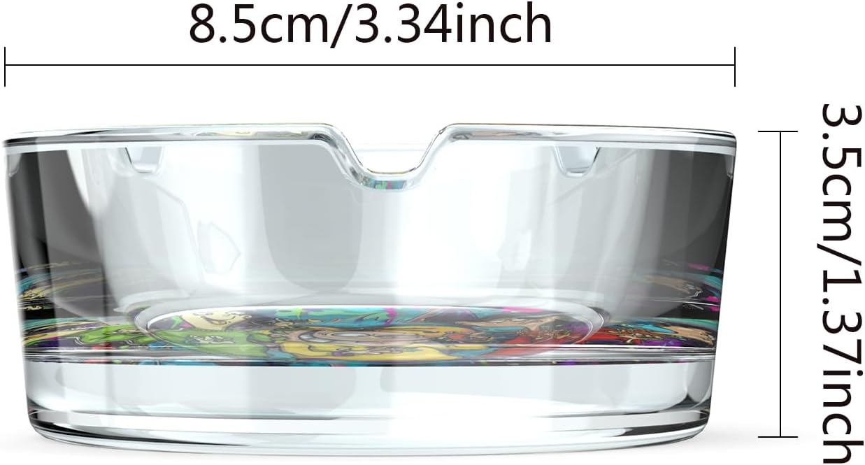 Glass Ashtray with Cartoon Design Yellow