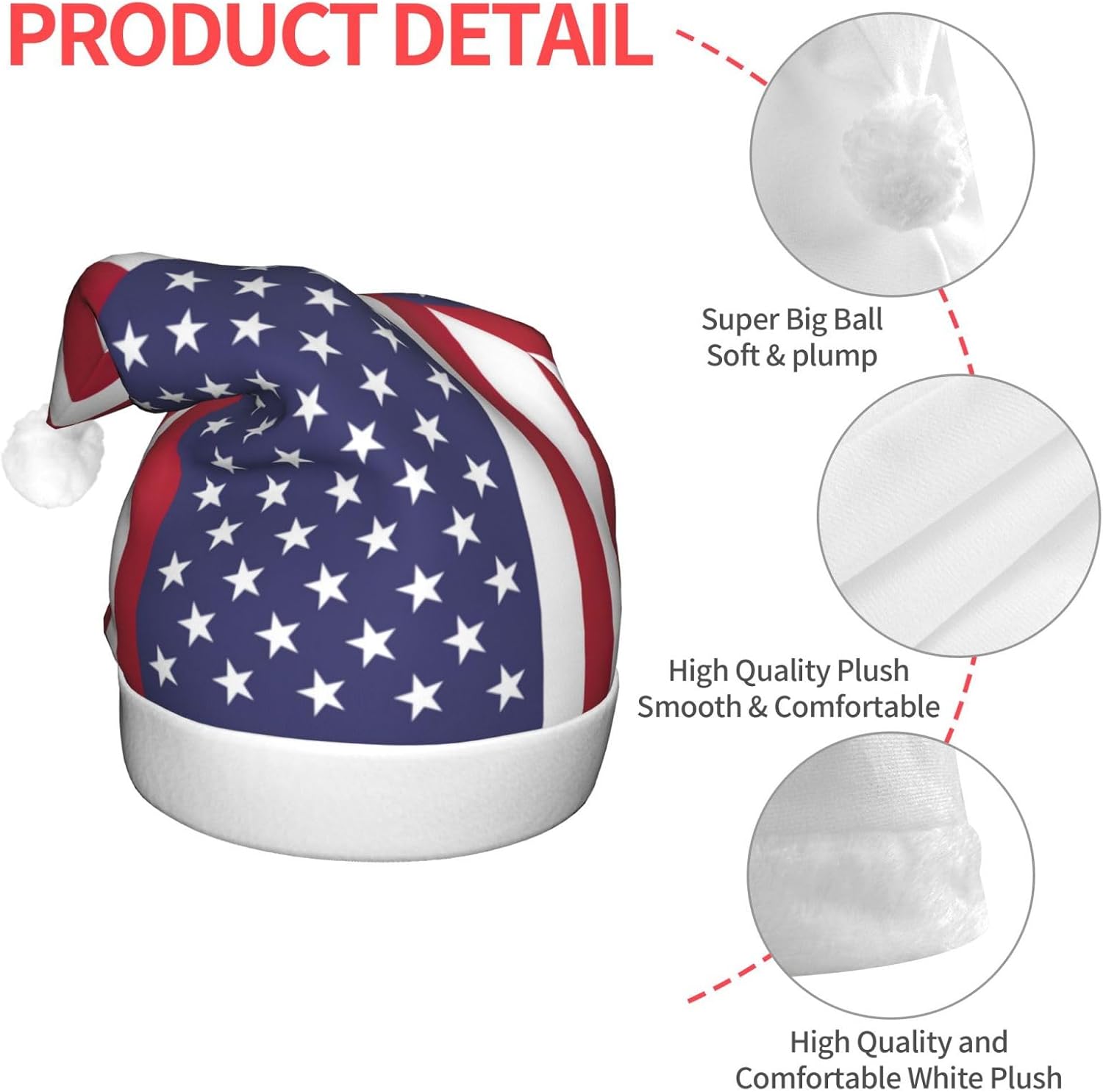 American Flag Christmas Hat with LED Lights