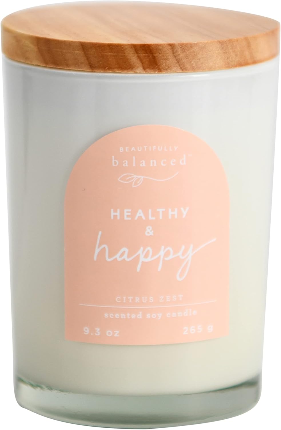Scented Lidded Glass Soy Candle - Healthy Happy 93 oz
