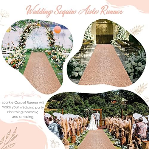 B-COOL Rose Gold Sequin Aisle Runner 2FT x 15FT Wedding Carpet Rug