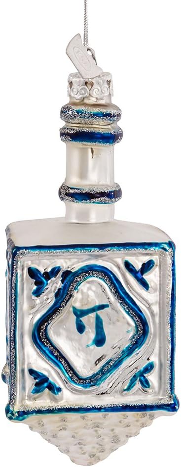 Kurt Adler 4-14 Inch Glass Jewish Dreidel Hanukkah Ornament