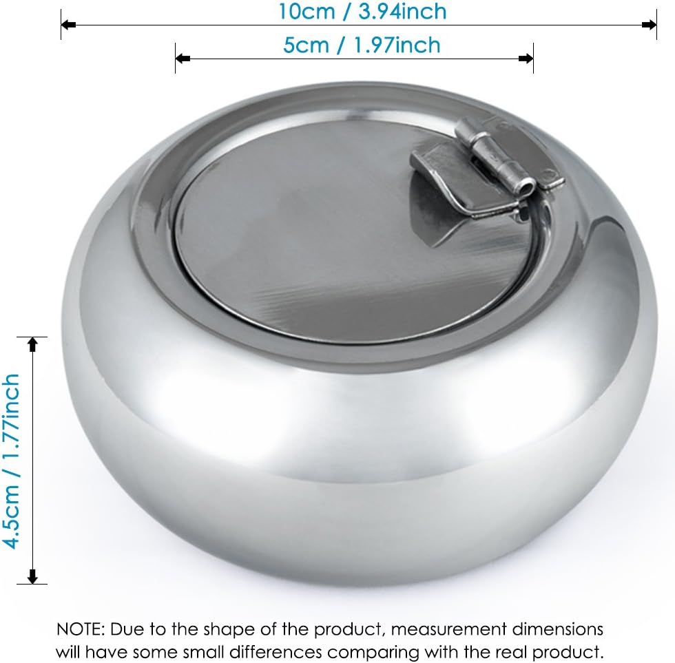 Maxin Silver Stainless Steel Cigarette Ashtray with Lid