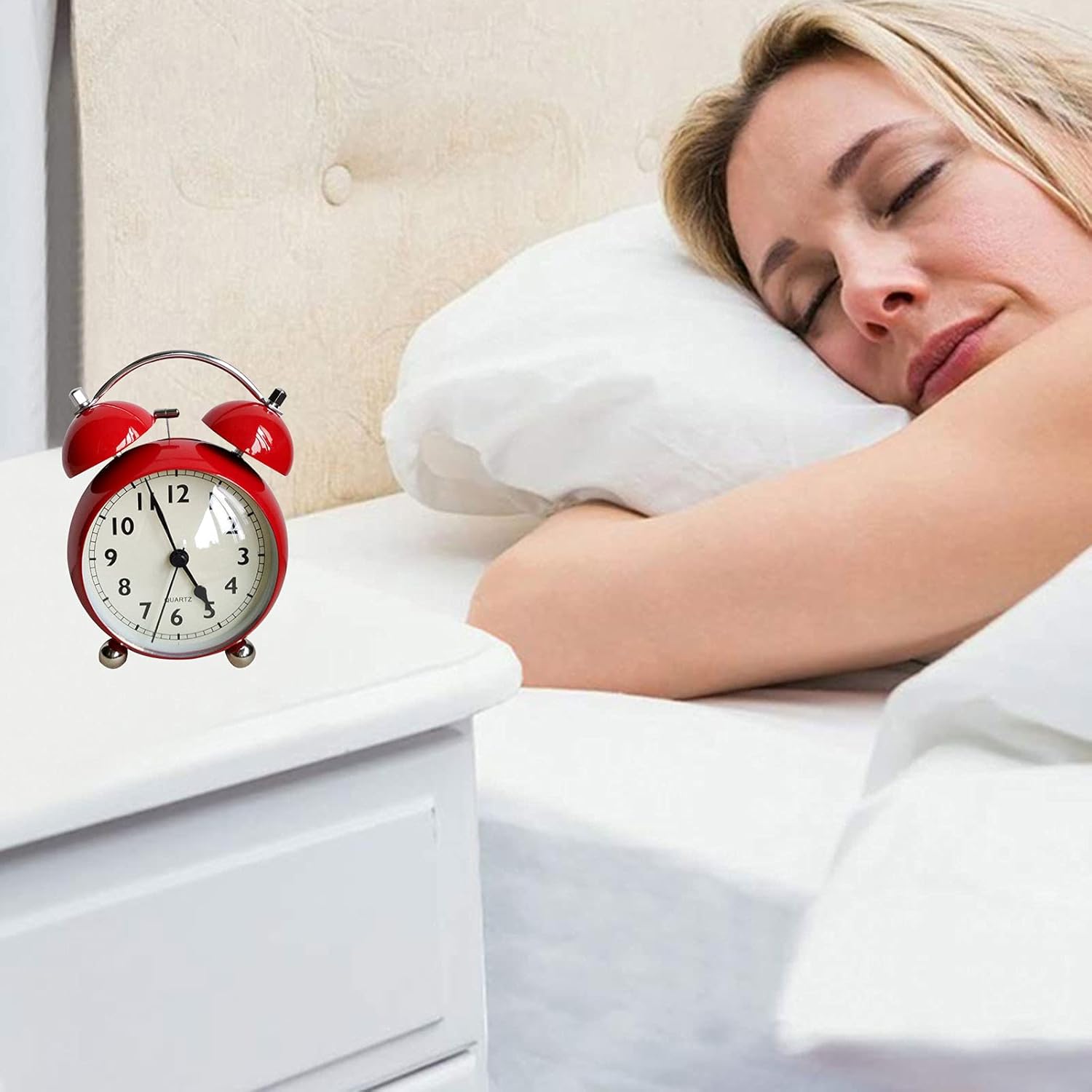 4 Inch Twin Bell Alarm Clock with Backlight and No Ticking