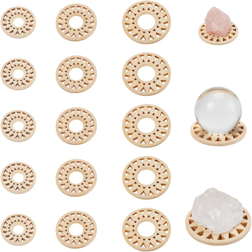 15Pcs Crystal Ball Display Stand Wooden Pedestals