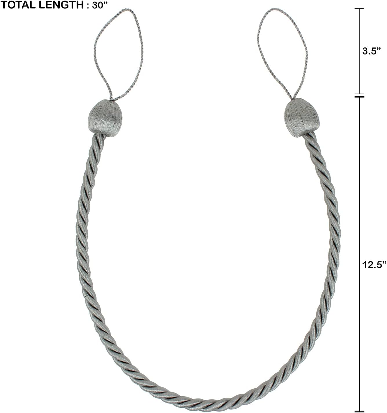 2 Pack Charcoal Polyester Curtain Tiebacks 1