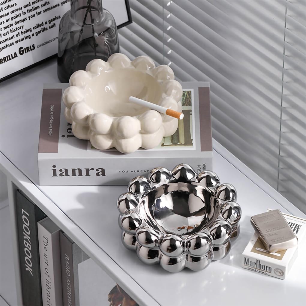 WAIT FLY Creative Bubble Ceramic Ashtray - Silver