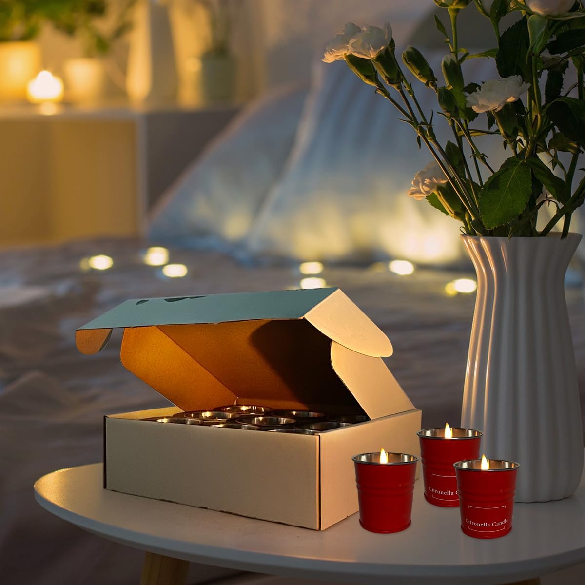 Tengyukenny Citronella Candles 9 Pack Red Outdoor