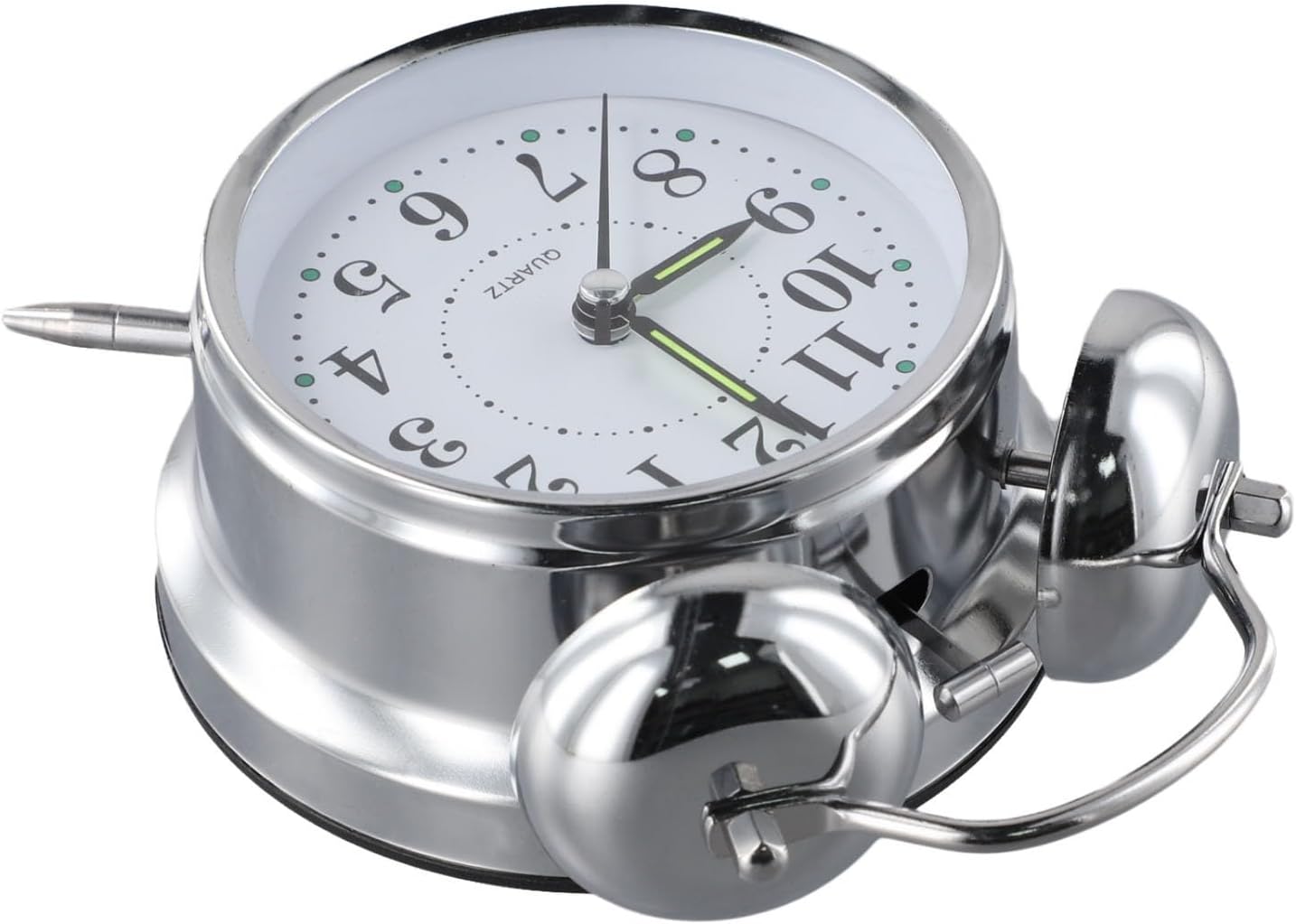 Chrome Finish Double Bell Wind Up Alarm Clock with Luminous Hands