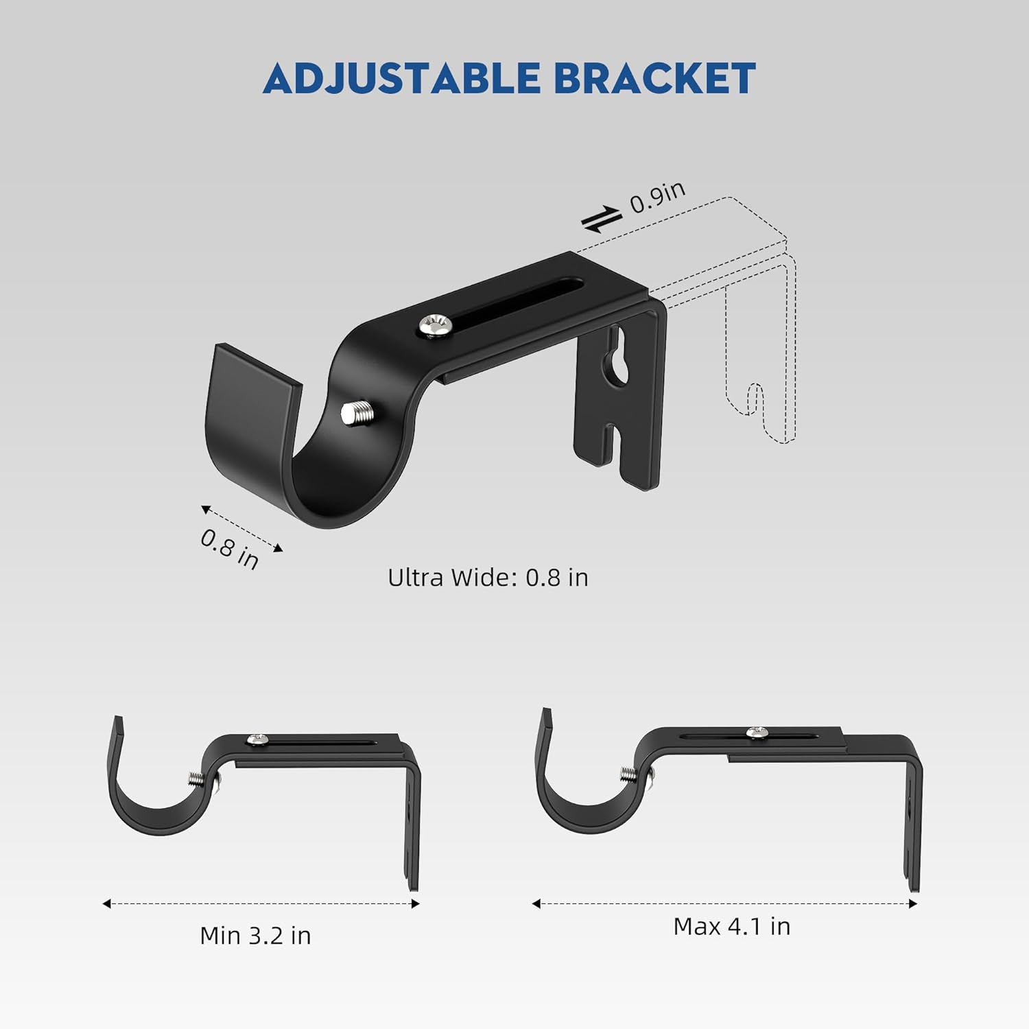 Black Curtain Rod 66-120 Inch Adjustable Heavy Duty