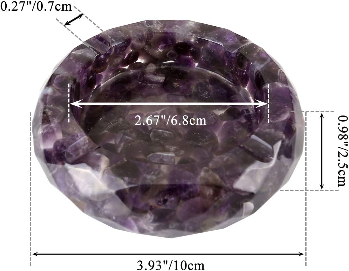 Yoption Amethyst Crystal Ashtray with Tumbled Stone Design