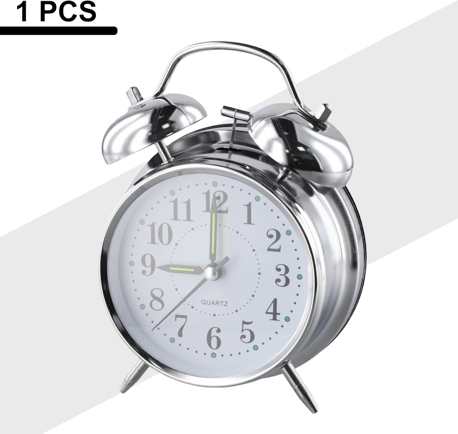 Metal Twin Bell Alarm Clock with Luminous Hands