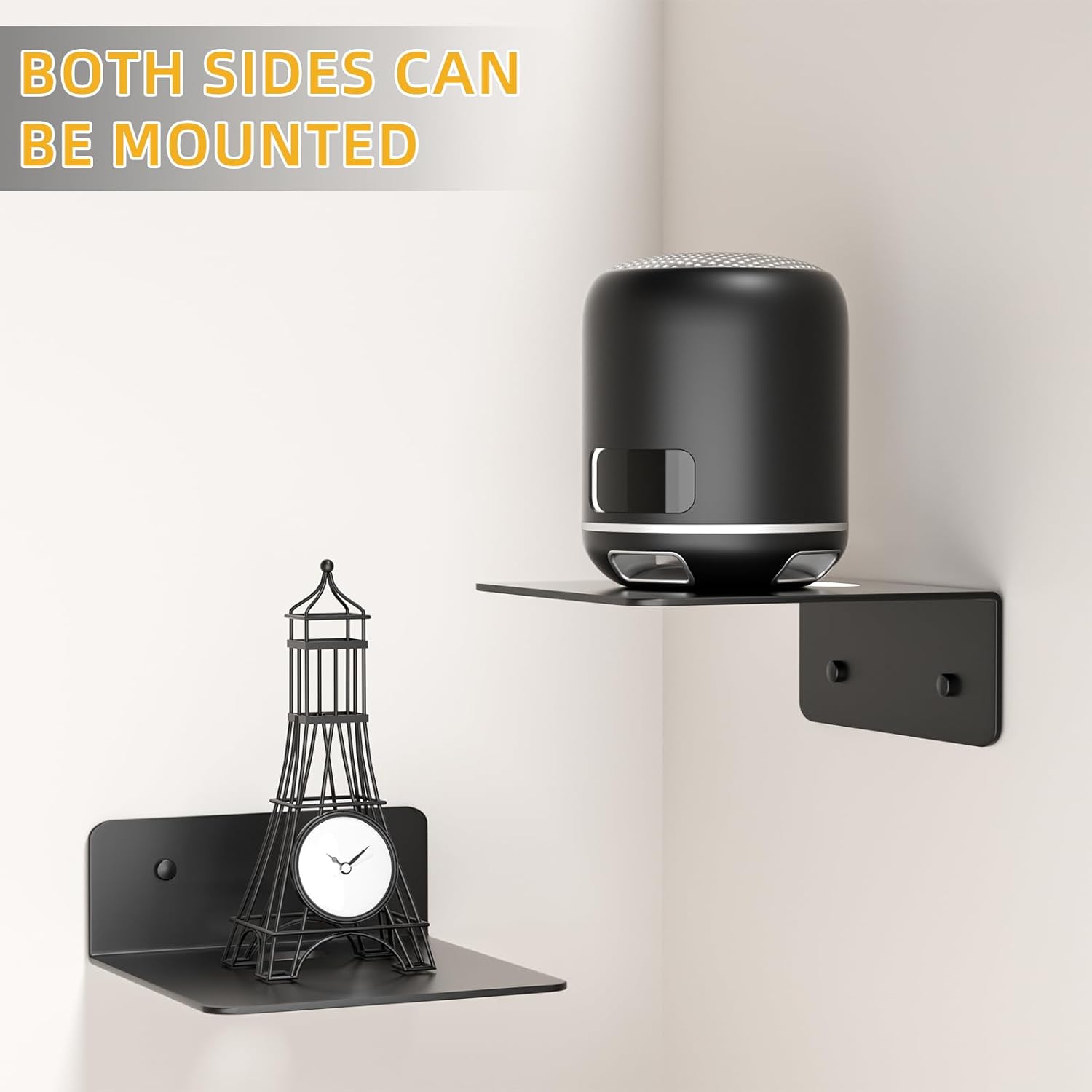 Small Floating Wall Shelves Set of 2 - 5 Inch Metal Black