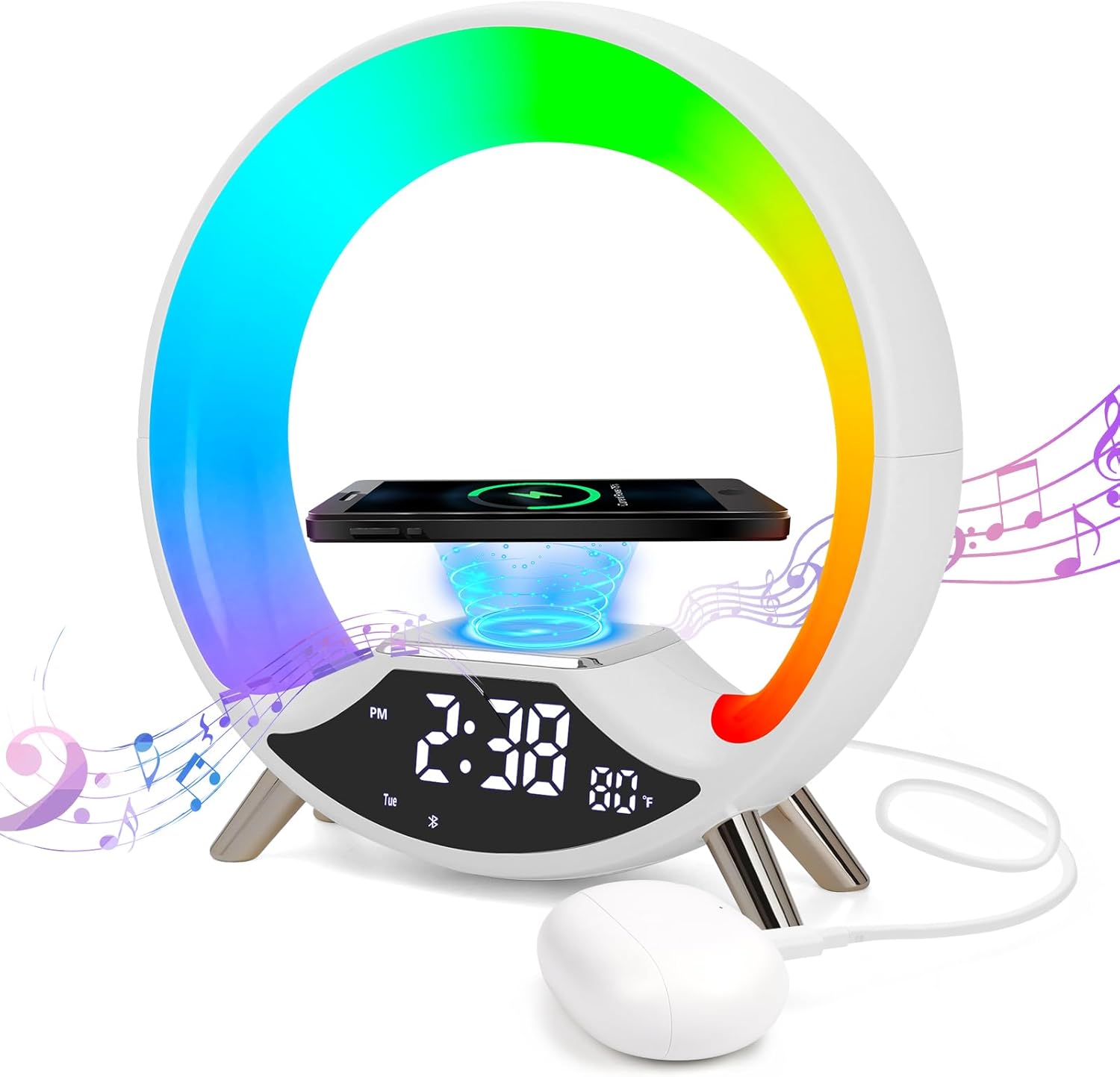 GuDoQi Sunrise Alarm Clock with Wireless Charging and Bluetooth