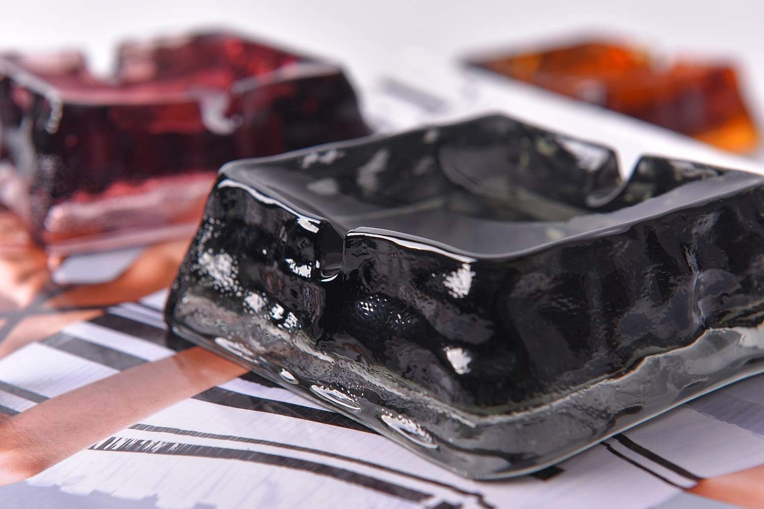 Dark Grey Glass Ashtray for Cigarettes