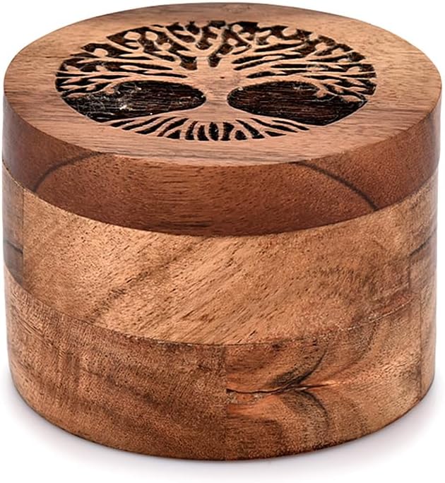 Samhita Handmade Acacia Wood Urn for Human Ashes