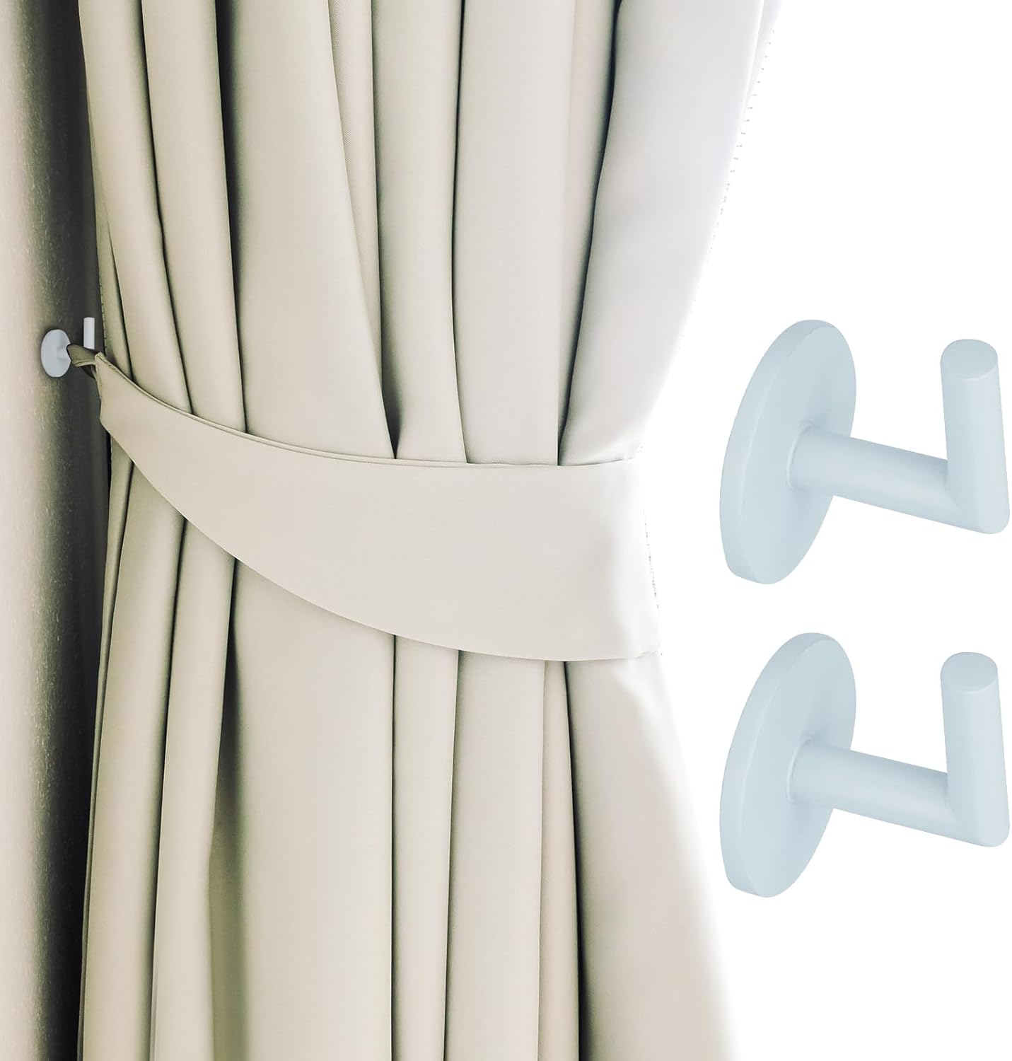 ARNORX L Shaped Curtain Tiebacks Set of 2 White