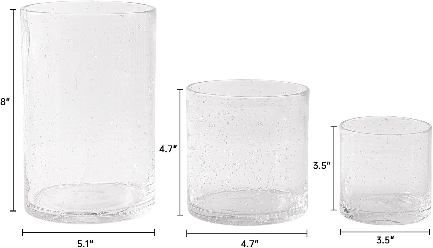 NITIME Hurricane Candle Holder Set of 3 Clear Glass Holders
