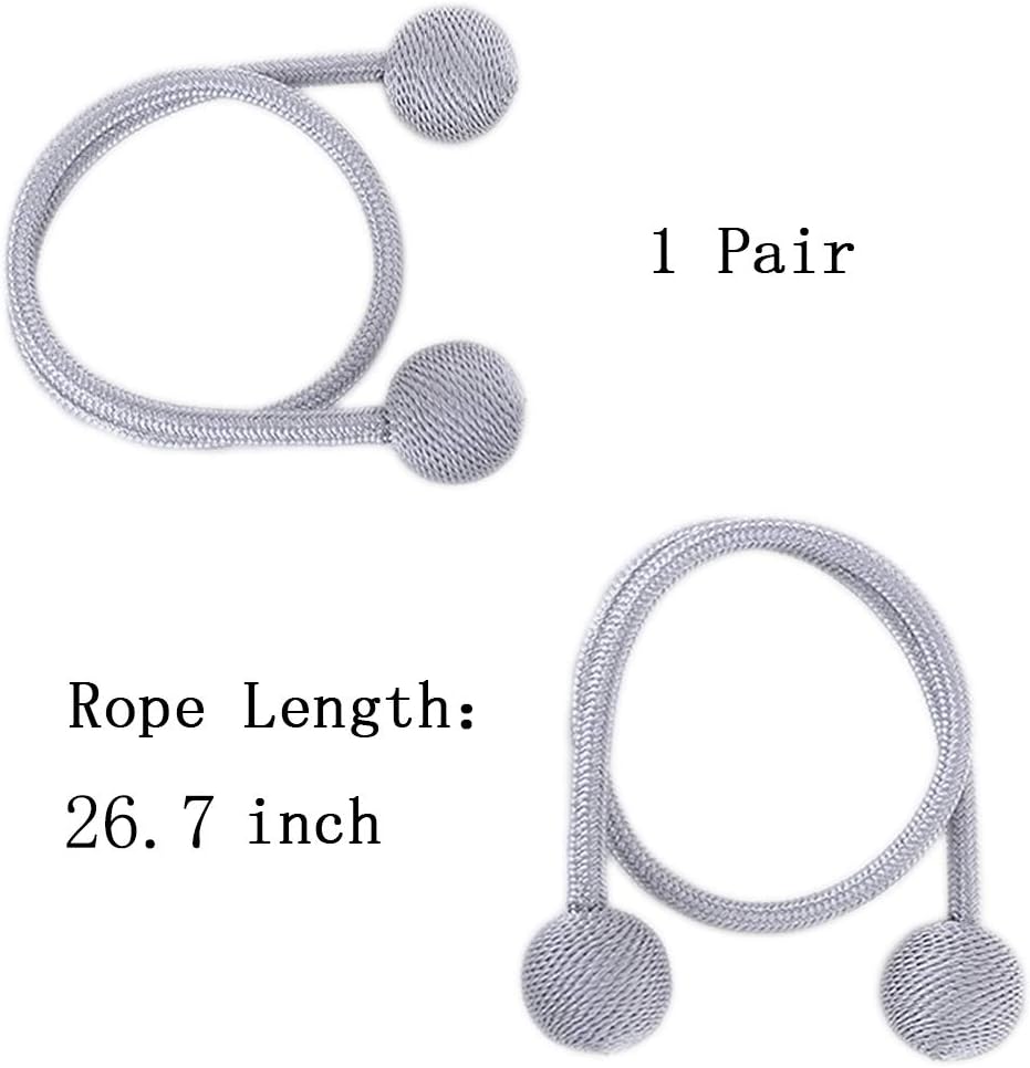 Farmhouse Curtain Tiebacks 2 Pack Silver Gray Woven Rope Holdbacks