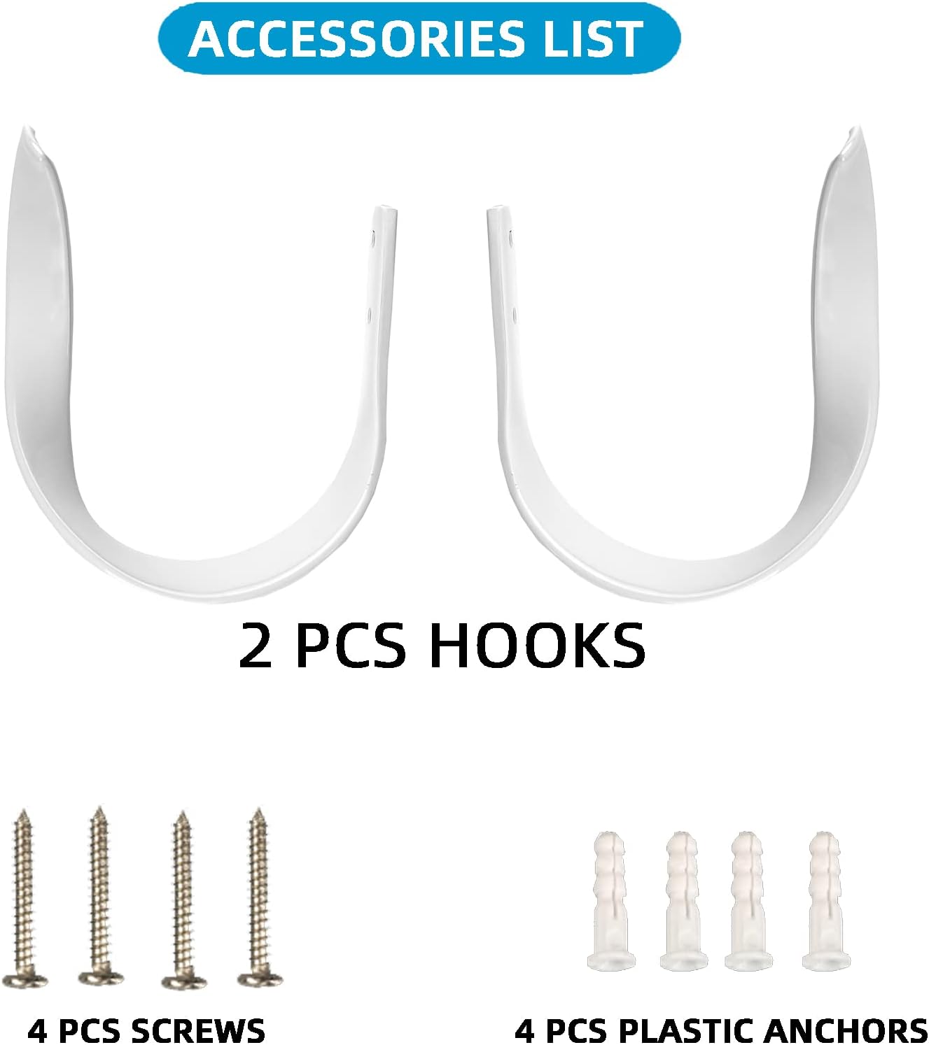 Decorative Curtain Holdbacks with Screws White 2 Pack