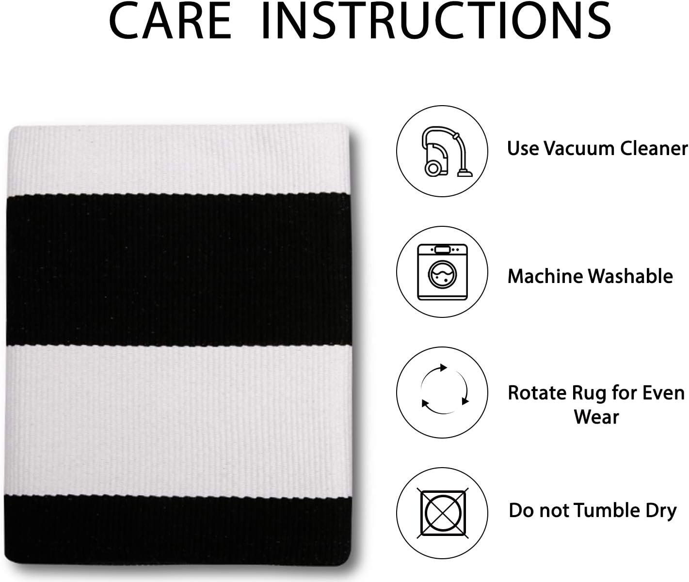IOHOUZE Black White Striped Rug 275 x 43