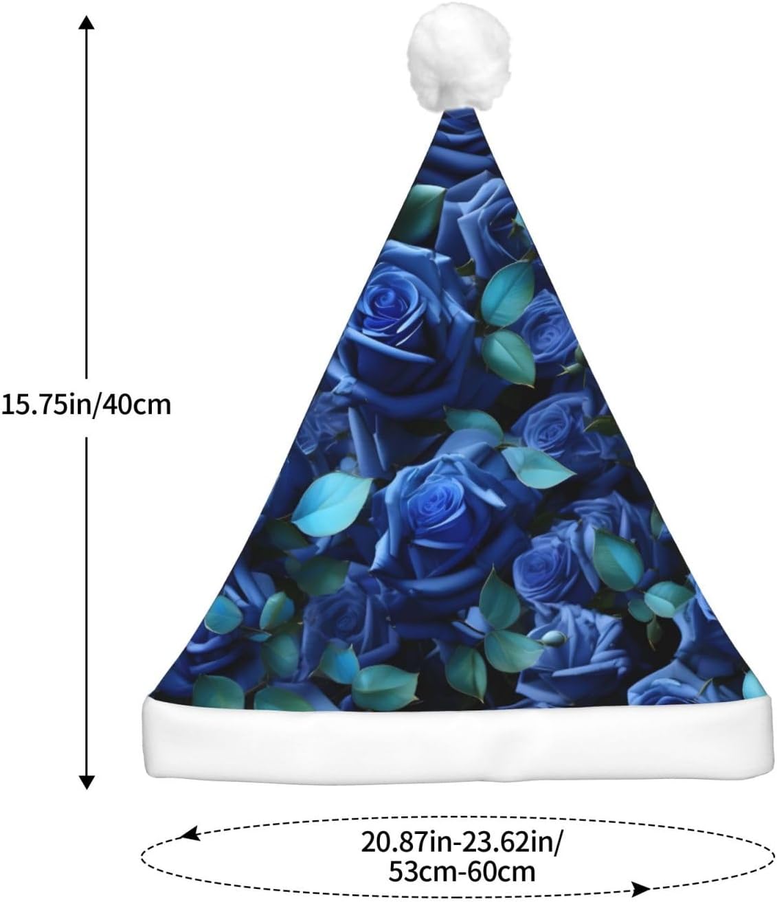 Many Blue Roses Print LED Christmas Hat for Adults