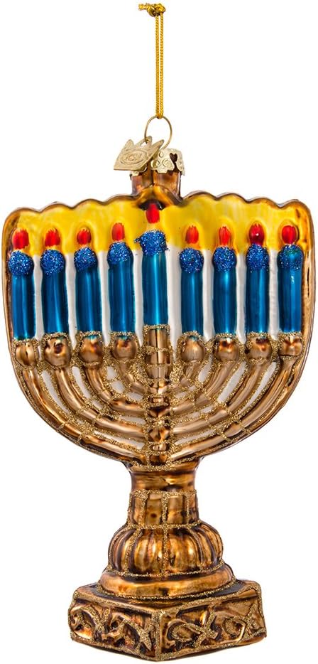 Kurt S Adler 4-5 Inch Noble Gems Glass Menorah Ornament