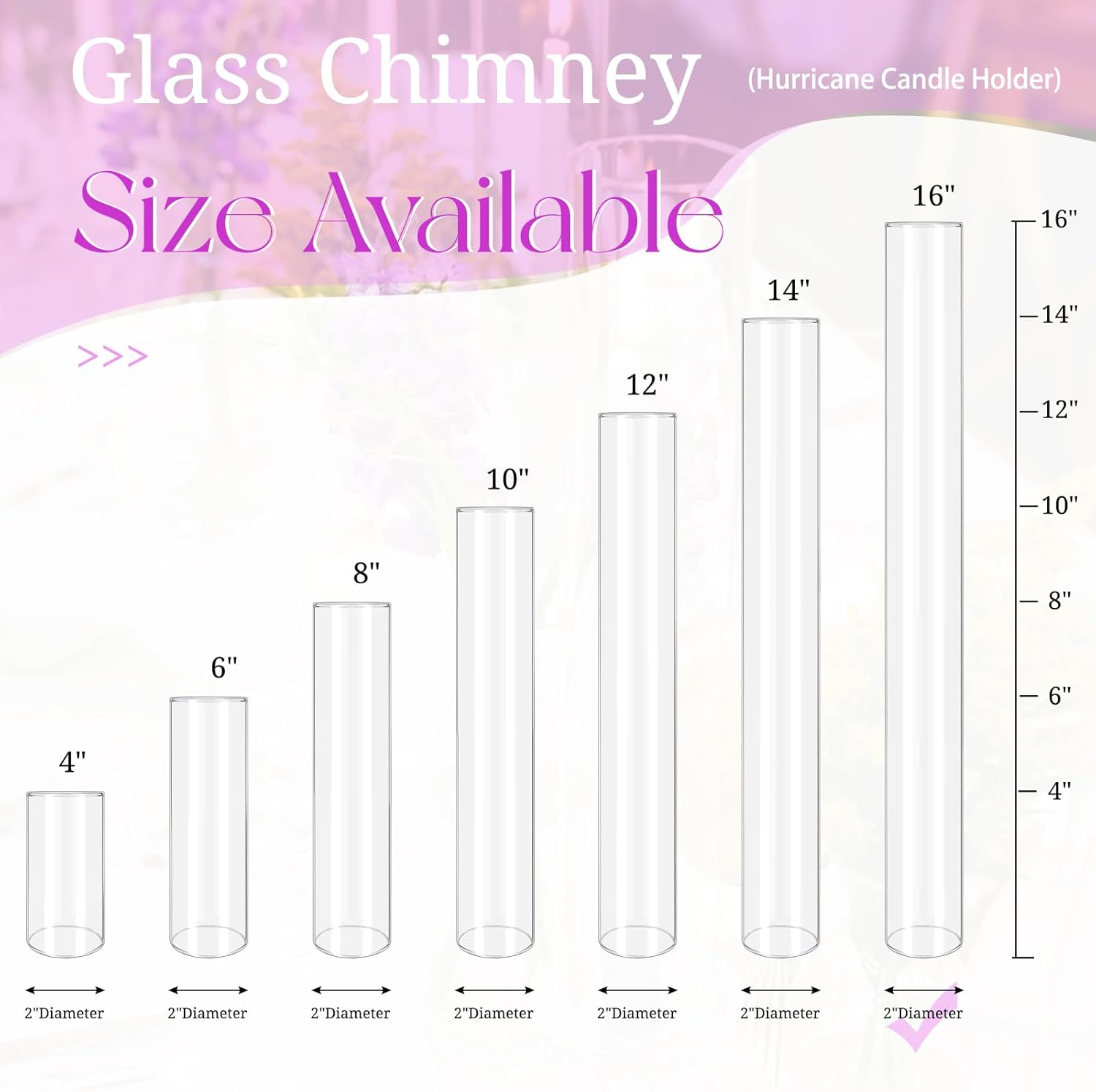 6 Pcs Open Ended Clear Hurricane Candle Holder